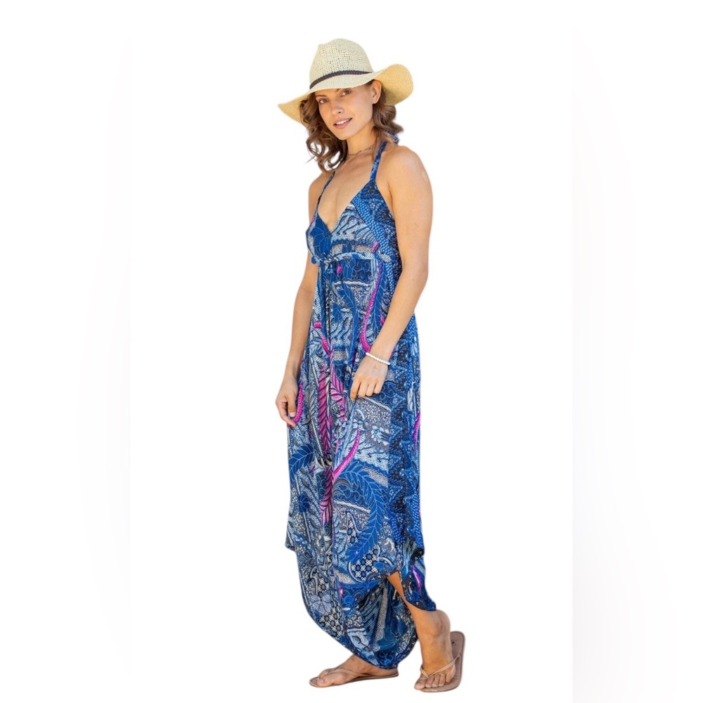 Chic Blue Patterned Jumpsuit - image 3